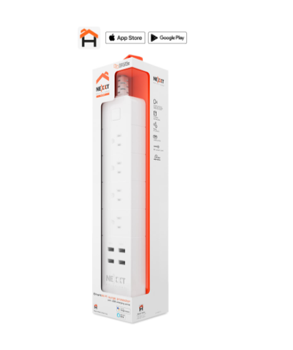 [NEX-GAD-ACC-NHPE610-WH-423] Nexxt NHP-E610 - Smart Wi-Fi Surge Protector Power Strip 4*10V + 4*USB