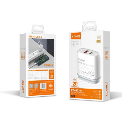 [LDN-CEL-CHG-Q229-WT-225] LDNIO Q229 20W Cargador con Cable /Blanco