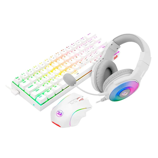 [KYM-GAM-RED-S129W-WH-225] REDRAGON S129W Gaming Essential Mecánico Combo 3-en-1 / Teclado, Mouse, Auriculares y Mousepad