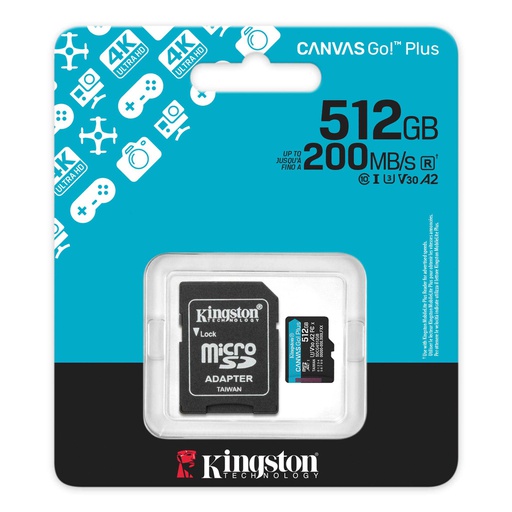 [KIN-STO-MEM-SDCG4512GB-NA-425] Kingston MicroSD 512GB Canvas Go Plus / With Adapter / Black