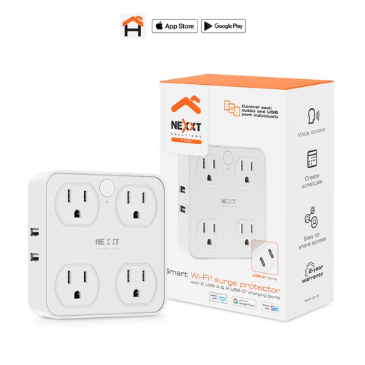 [NEX-GAD-T615-WH-425] Nexxt NHP-T615 Surge Protector Quadruple / Wifi / 2* USB C / White 